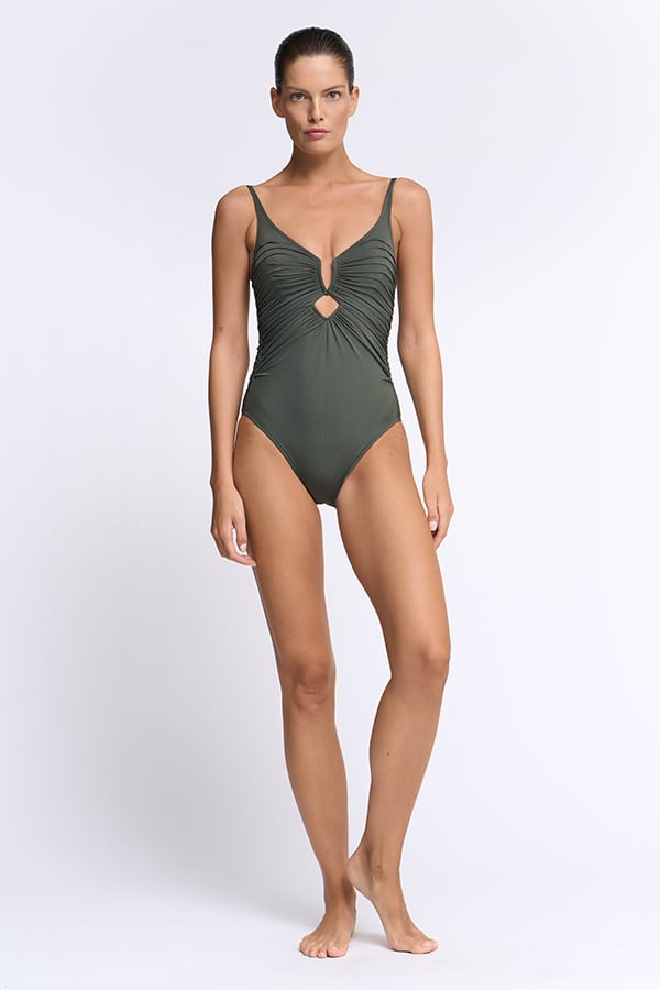 Umbra Cut-Out Swimsuit in forest shimmer von MARYAN MEHLHORN